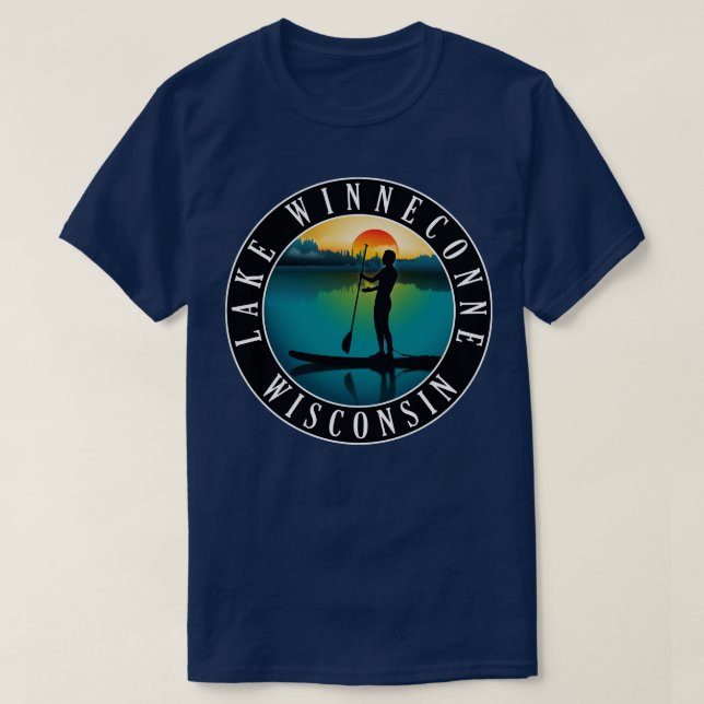 Lake Winneconne Wisconsin Paddleboarding T-Shirt (Design Front)