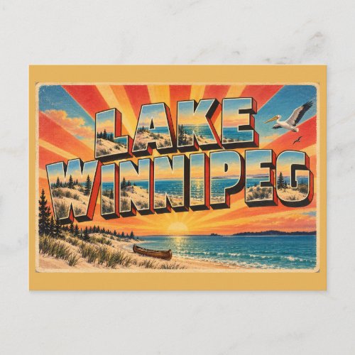 Lake Winnipeg MB Sand Dunes Beach Art Postcard