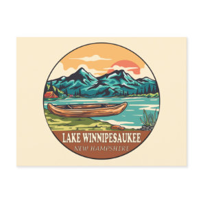 Lake Winnipesaukee Boating Fishing Emblem Postcard