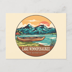 Lake Winnipesaukee Boating Fishing Emblem Postcard
