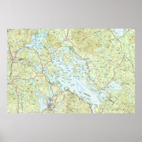 Lake Winnipesaukee Map 1986 Poster