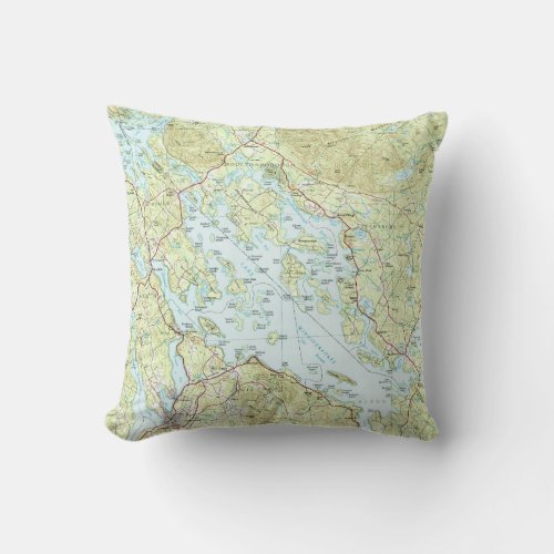 Lake Winnipesaukee Map 1986 Throw Pillow