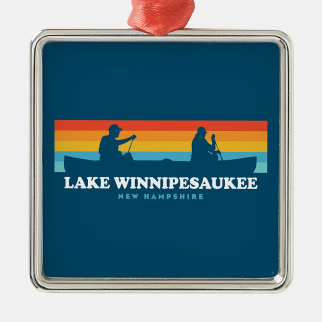 Lake Winnipesaukee New Hampshire Canoe Metal Ornament (Front)