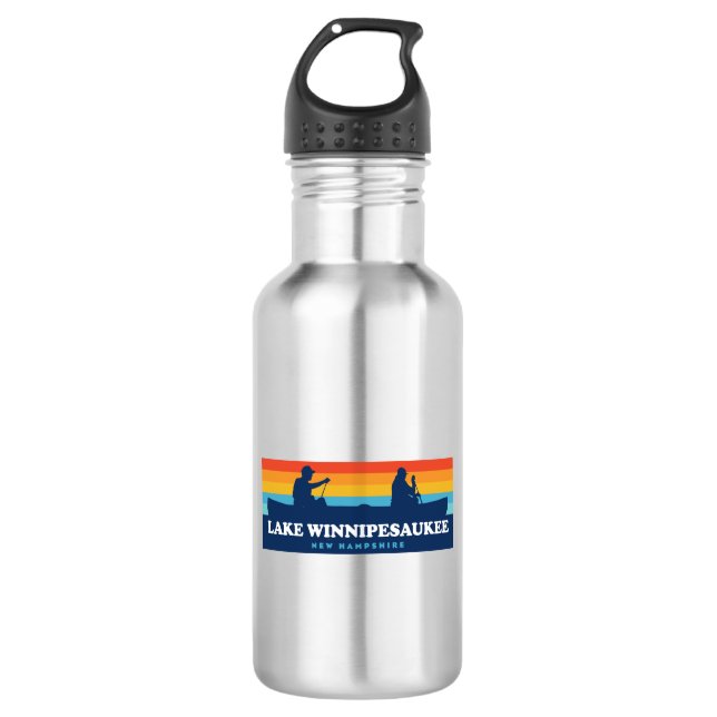 Lake Winnipesaukee New Hampshire Canoe Stainless Steel Water Bottle (Front)