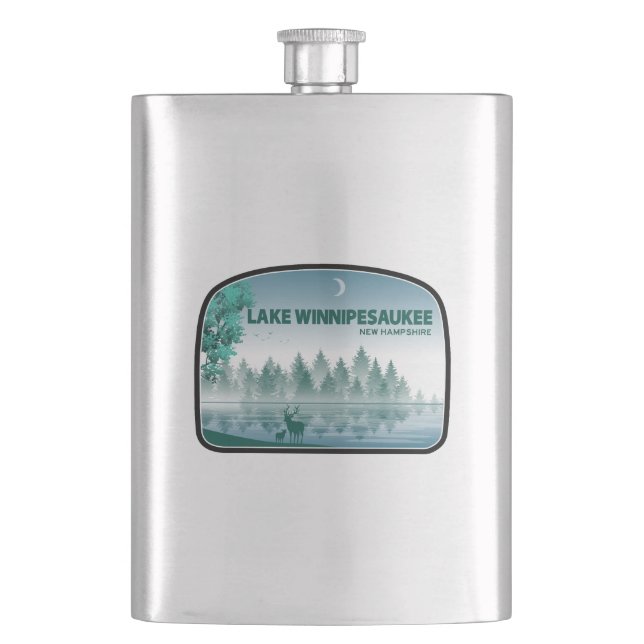 Lake Winnipesaukee New Hampshire Deer Flask (Front)