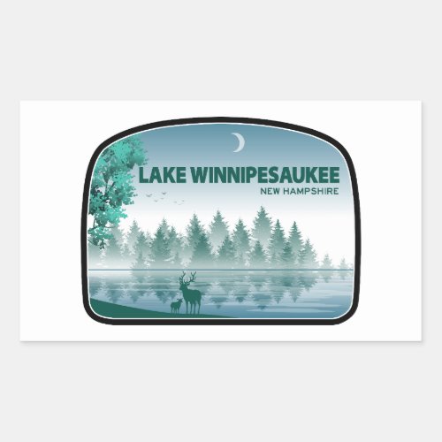 Lake Winnipesaukee New Hampshire Deer Rectangular Sticker