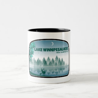 Lake Winnipesaukee New Hampshire Deer Two-Tone Coffee Mug