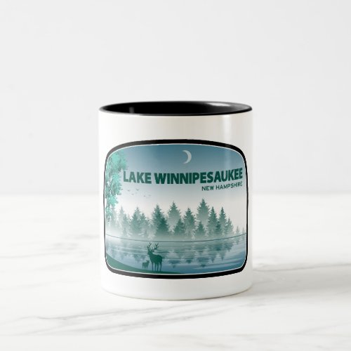 Lake Winnipesaukee New Hampshire Deer Two_Tone Coffee Mug