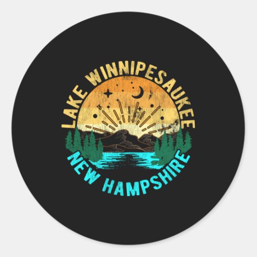 Lake Winnipesaukee New Hampshire Distressed Classic Round Sticker