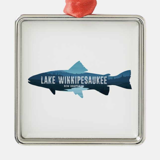 Lake Winnipesaukee New Hampshire Fish Metal Ornament (Front)