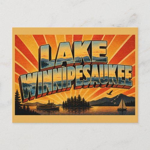 Lake Winnipesaukee New Hampshire Islands Mountain Postcard