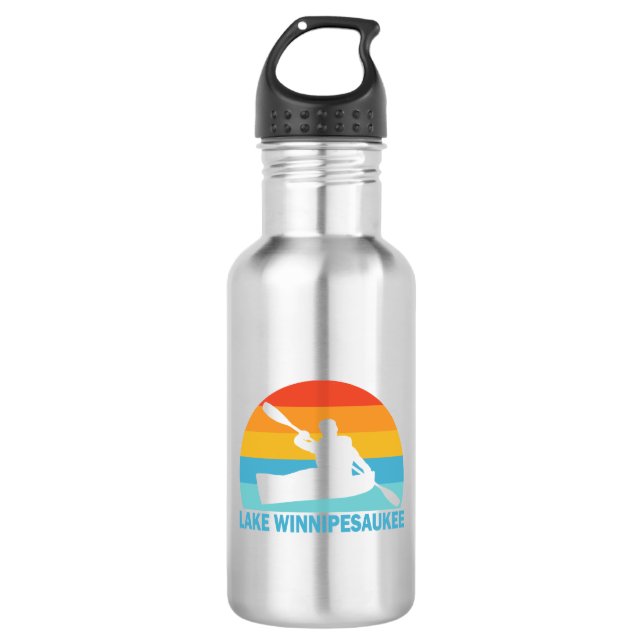 Lake Winnipesaukee New Hampshire Kayak Stainless Steel Water Bottle (Front)