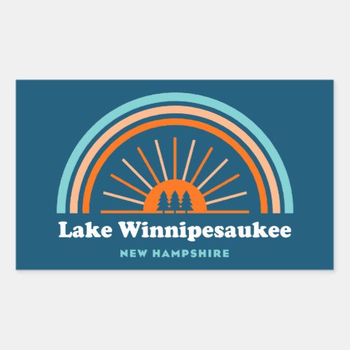 Lake Winnipesaukee New Hampshire Rainbow Rectangular Sticker