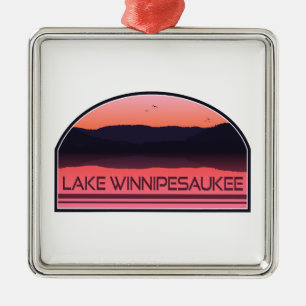 Lake Winnipesaukee New Hampshire Red Sunrise Metal Ornament