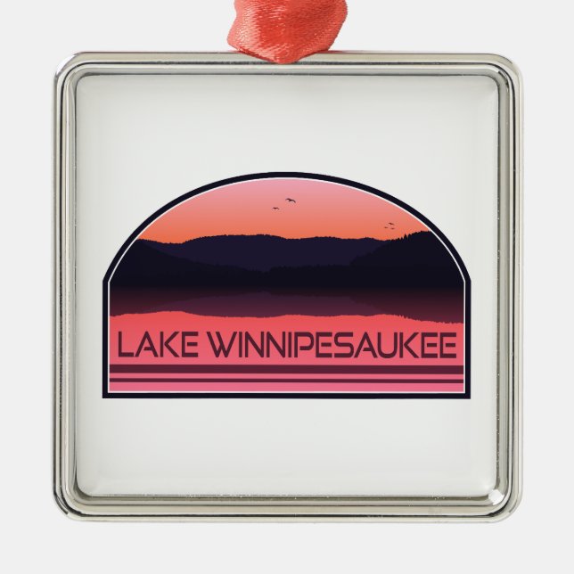 Lake Winnipesaukee New Hampshire Red Sunrise Metal Ornament (Front)
