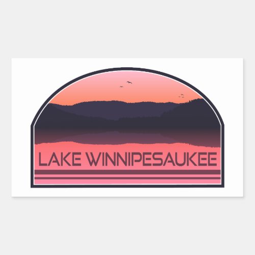 Lake Winnipesaukee New Hampshire Red Sunrise Rectangular Sticker