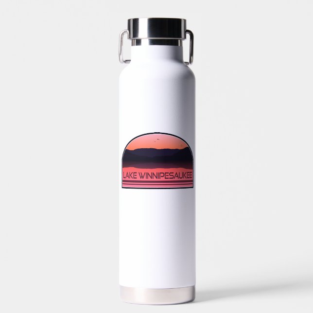 Lake Winnipesaukee New Hampshire Red Sunrise Water Bottle (Front)