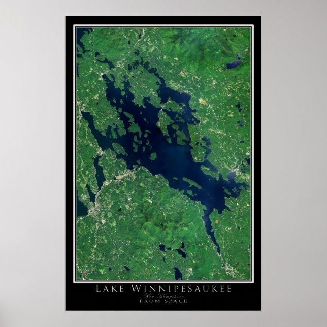 Lake Winnipesaukee New Hampshire Satellite Map Poster (Front)