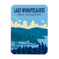 Lake Winnipesaukee New Hampshire Travel Art Retro