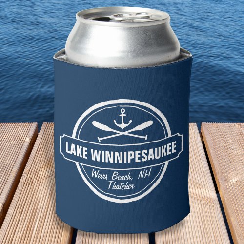 Lake Winnipesaukee NH custom town name anchor Can Cooler