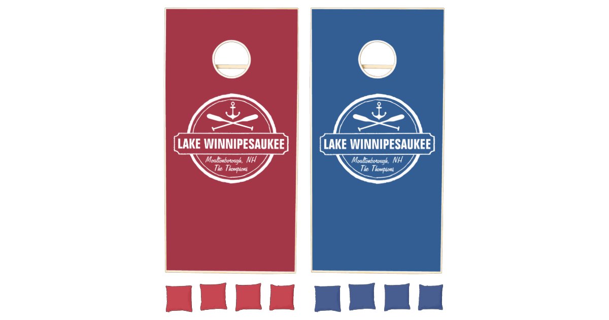 Lake Winnipesaukee Nh Custom Town Name Anchor Cornhole Set