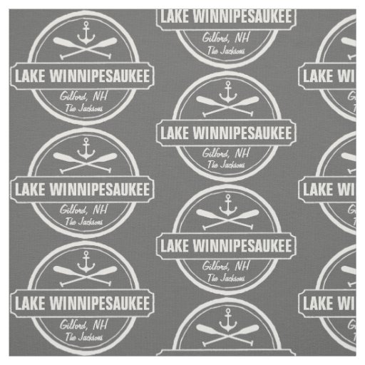 Lake Winnipesaukee NH custom town, name, anchor Fabric