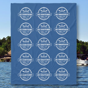 Lake Winnipesaukee NH custom town, name, anchor Fleece Blanket