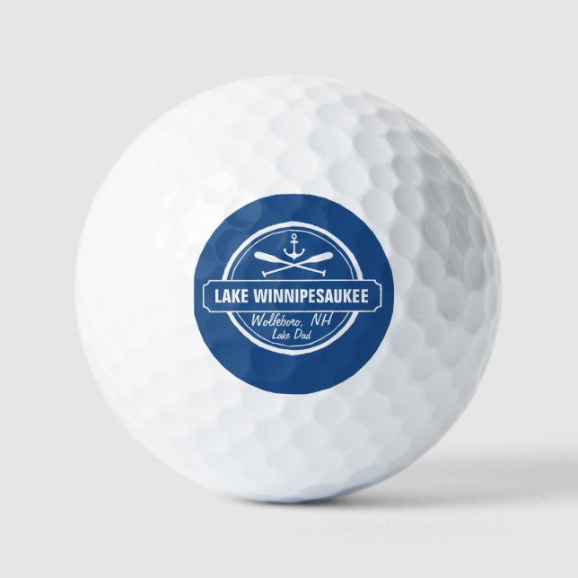 Lake Winnipesaukee NH custom town, name, anchor Golf Balls (Front)