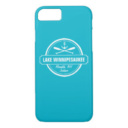 Lake Winnipesaukee NH custom town, name, anchor iPhone 8/7 Case