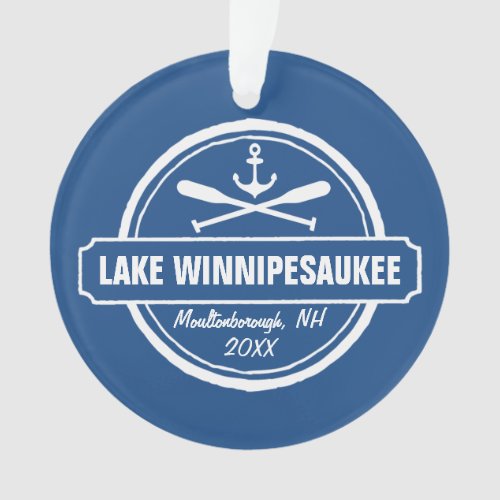 Lake Winnipesaukee NH custom town name anchor Ornament