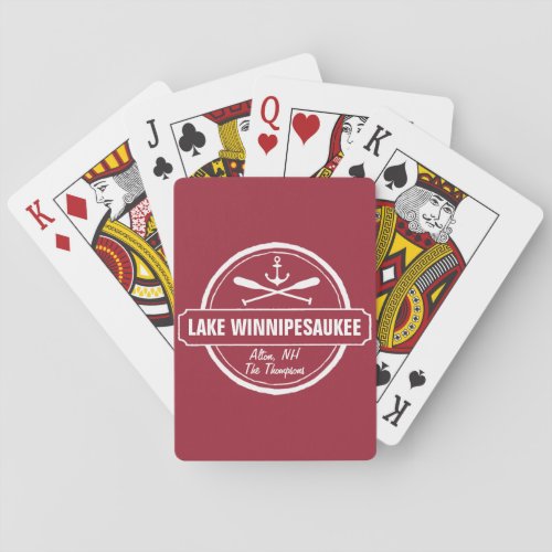 Lake Winnipesaukee NH custom town name anchor Poker Cards
