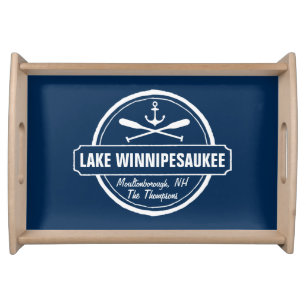 Lake Winnipesaukee NH custom town, name, anchor Serving Tray