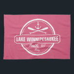 Lake Winnipesaukee NH custom town, name, anchor Towel<br><div class="desc">Lake Winnipesaukee, New Hampshire nautical anchor design is personalized with your town (such as Moultonborough, Wolfeboro, Meredith, Alton, Gilford, Weirs Beach, etc.) and your name (or delete). This retro, vintage style design features a white circle, anchor, crisscrossed paddles and a bold banner that reads Lake Winnipesaukee. Perfect for the boating...</div>