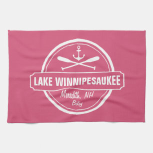 Lake Winnipesaukee NH custom town, name, anchor Towel