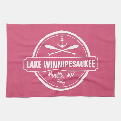 Lake Winnipesaukee NH custom town name anchor Towel