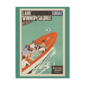 Lake Winnipesaukee NH Railroad Vintage Travel Postcard