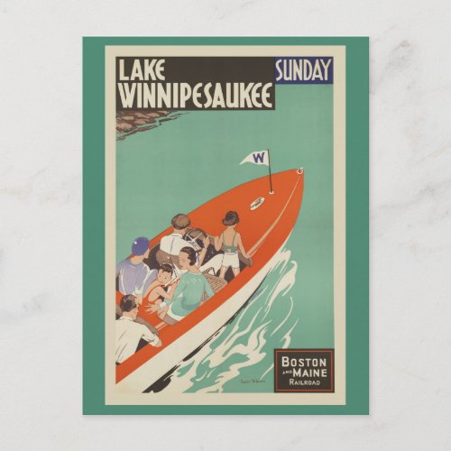 Lake Winnipesaukee NH Railroad Vintage Travel Postcard