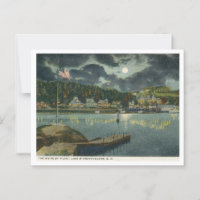 Lake Winnipesaukee, NH The Weirs at Night 1910s