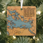 Lake Winnipesaukee Ornament<br><div class="desc">A vintage map postcard of Lake Winnipesaukee repurposed on an ornament.</div>