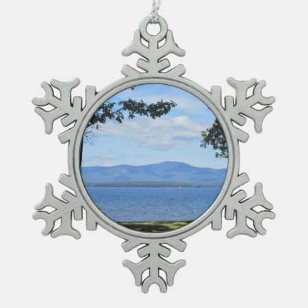Lake Winnipesaukee Snowflake Pewter Christmas Ornament