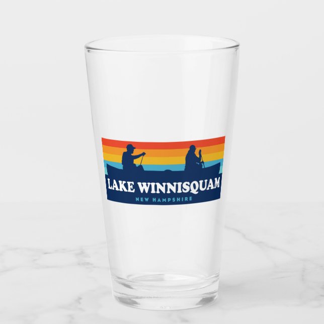 Lake Winnisquam New Hampshire Canoe Glass (Front)