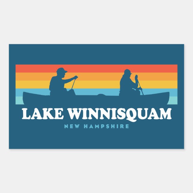 Lake Winnisquam New Hampshire Canoe Rectangular Sticker (Front)