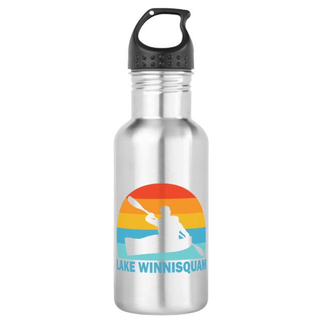 Lake Winnisquam New Hampshire Kayak Stainless Steel Water Bottle (Front)
