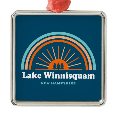 Lake Winnisquam New Hampshire Rainbow Metal Ornament