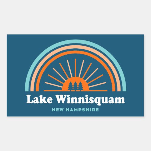 Lake Winnisquam New Hampshire Rainbow Rectangular Sticker