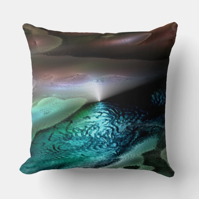 Lake with ripples in the night desert, digital throw pillow (Front)