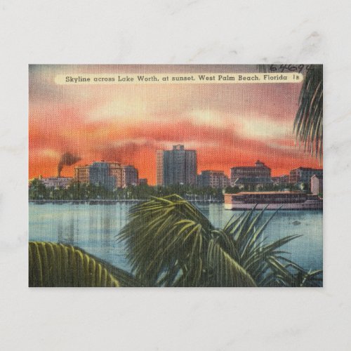 Lake Worth at the Sunset West Palm Beach Florida Postcard