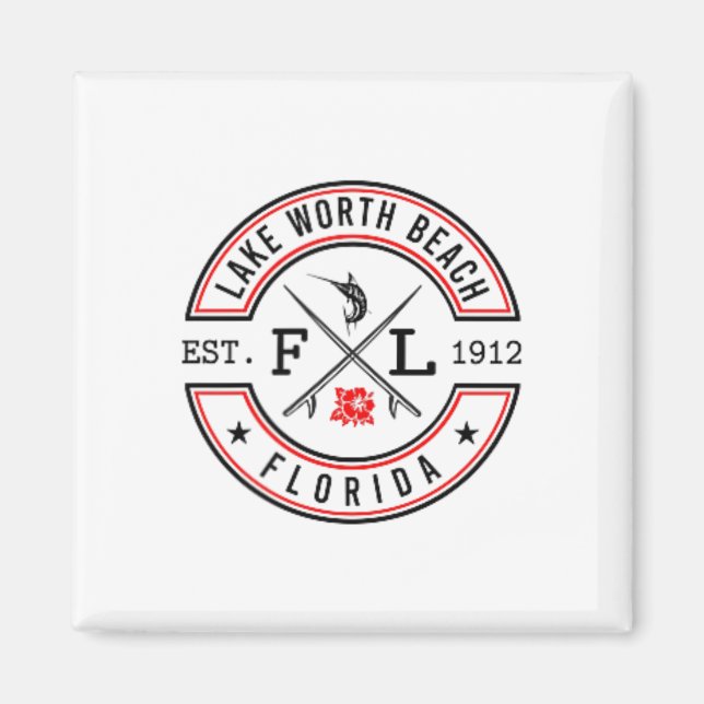 Lake Worth Beach Florida Fl Retro Surfer Beach Fro Magnet (Front)