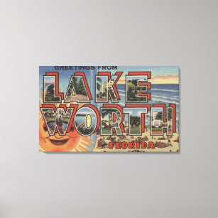 Lake Worth, Florida - Large Letter Scenes Canvas Print