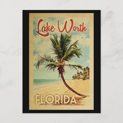 Lake Worth Palm Tree Vintage Travel Postcard